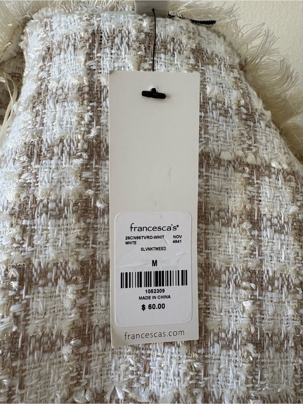 Francesca’s | Sleeveless Ivory Tweed Dress - Picture 4 of 4